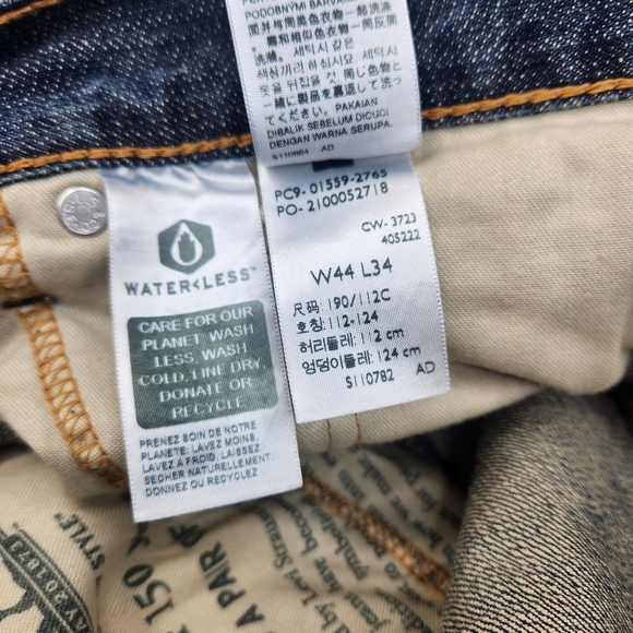 Levi's Relaxed Straight Fit Men's Big & Tall Jeans Size 44x34 Non Stretch - Picture 8 of 8